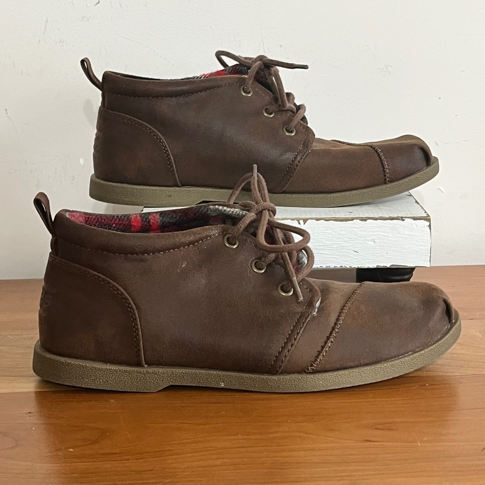 BOBS by Skechers Womens Brown Chukka Boots Plaid Lined Memory Foam Size 7.5‎